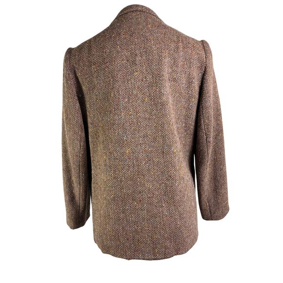 Vintage 70s Century Boston Tweed Wool Blazer Brown Open Front Heritage Academia - Picture 8 of 13